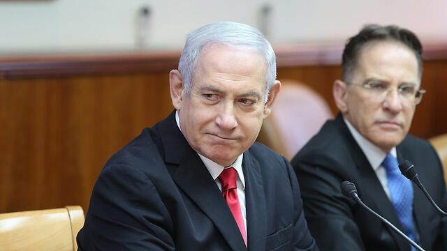 Prime Minister Benjamin Netanyahu at the weekly cabinet meeting (Photo: Amit Shabi)