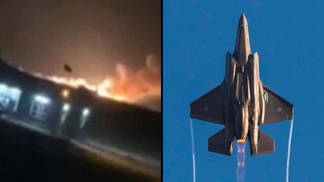 Горящий склад в Ираке, cамолет ВВС ЦАХАЛа. Фото: AFP