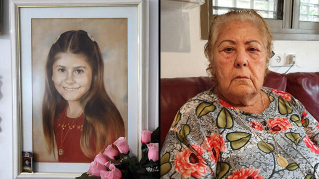 Mazal Elimelech, mother of Nava, with a drawing of her daughter by her side