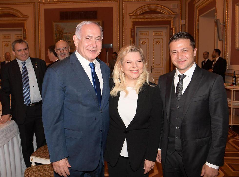 Benjamin and Sara Netanyahu with Ukrainian Prseident Volodymyr Zelenskiy in Kiev