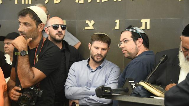 Minister Bezalel Smotrich at the funeral for Rina Shnerb 