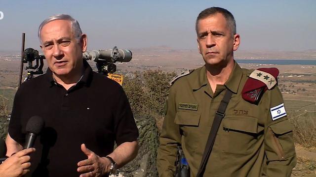 Премьер-министр Биньямин Нетаниягу и начальник генштаба ЦАХАЛа генерал-лейтенант Авив Кохави на Голанах. Фото: Рои Авраам, ЛААМ