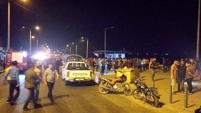 Aftermath of explosion in Gaza killing three members of the Hamas police force 