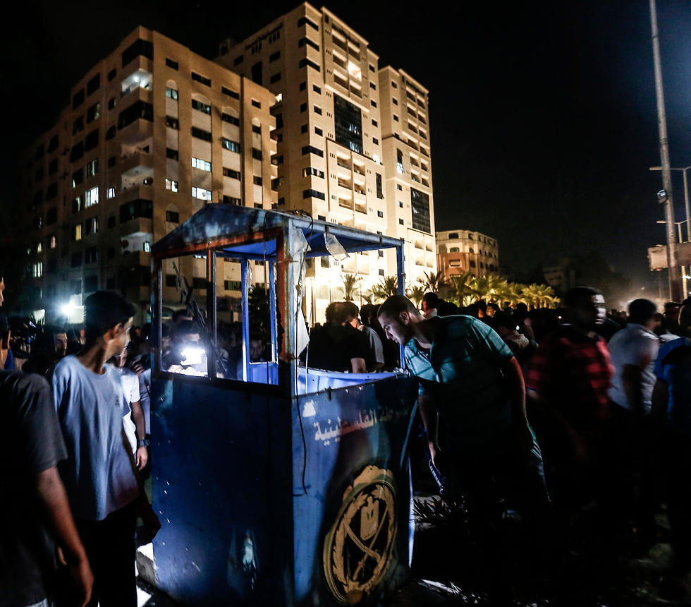 Aftermath of explosion in Gaza killing three members of the Hamas police force (Photo: AFP)