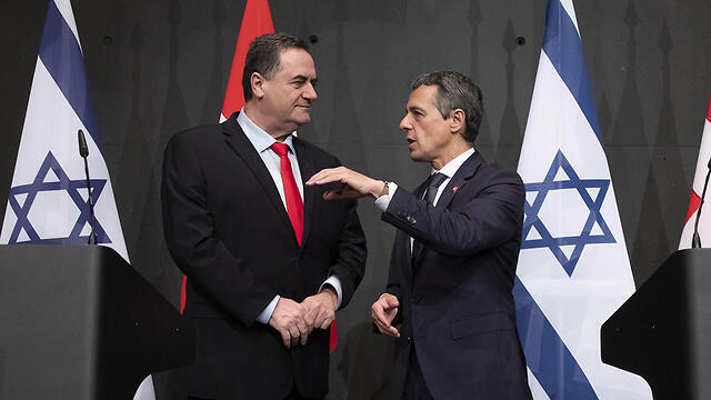 Foreign Minister Yisrael Katz and his Swiss counterpart Ignazio Cassis in Lucerne