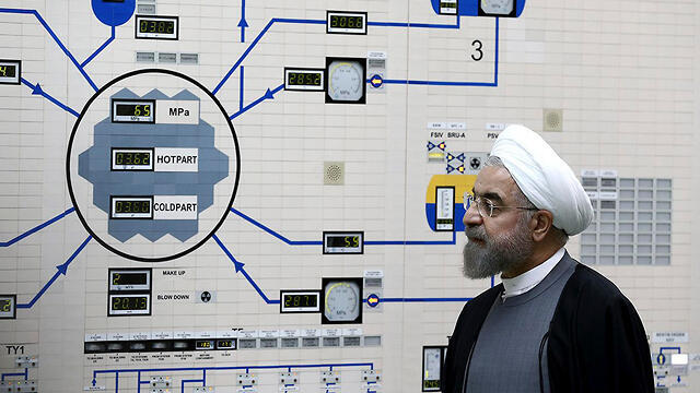 Iranian President Hassan Rouhani at the Bushehr nuclear facility