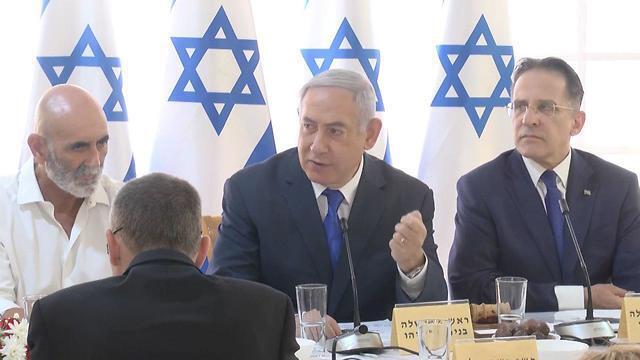 Prime Minister Benjamin Netanyahu during Sunday's cabinet meeting