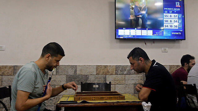 Palestinian café in Hebron on Election Day