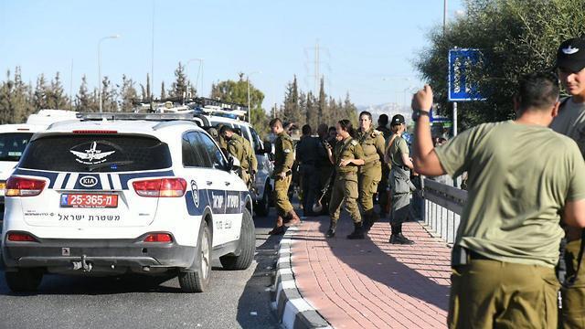 The scene of the suspected terror attack at Maccabin Junction