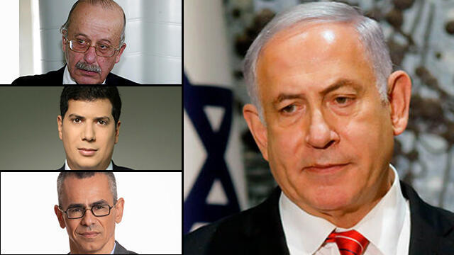 Нетаниягу и его адвокаты. Фото: Цвика Тишлер, Идан Гросс, Рафаэль Мизрахи