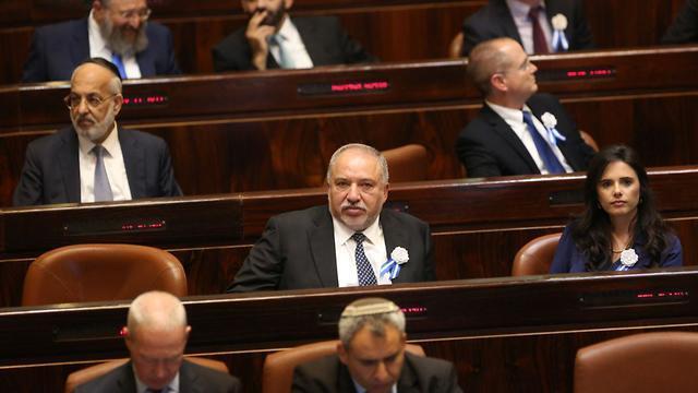 Avigdor Liberman next to Ayelet Shaked in Knesset