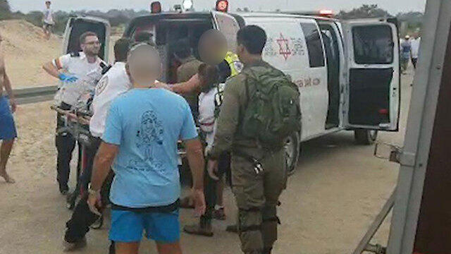 The injured being evacuated from the beach