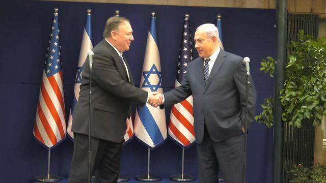 U.S. Secretary of State Mike Pompeo with Israeli Prime Minister Benjamin Netanyahu following their meeting Friday in Jerusalem (Photo: Eli Mandelbaum) (צילום: אלי מנדלבאום) U.S. Secretary of State Mike Pompeo with Israeli Prime Minister Benjamin Netanyahu following their meeting Friday in Jerusalem (Photo: Eli Mandelbaum)