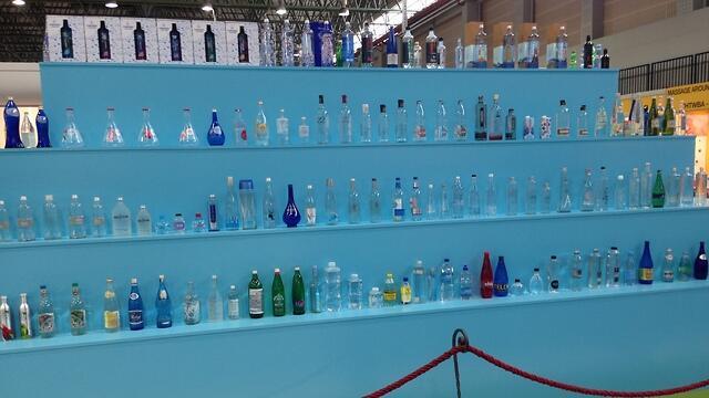 Display of international bottled mineral waters in Termatalia 