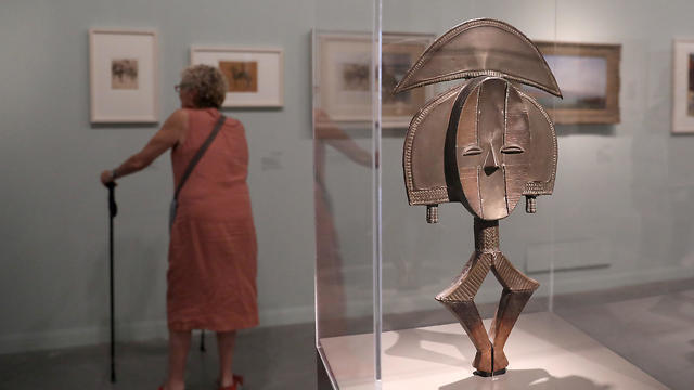 Visitors at the 'Fateful Choices Art from the Gurlitt Trove exhibition' at the Israel Museum in Jerusalem  