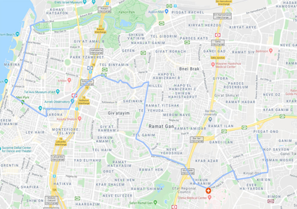 Маршрут в Рамат-Гане и Киьят-Оно