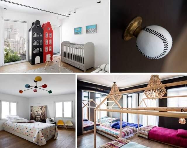 Детские комнаты в доме семьи Срор. Мячики-ручки на дверях детских. Фото: Ширан Кармель