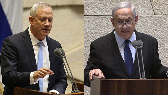 Нетаниягу и Ганц. Фото: Амит Шааби, телеканал кнессета