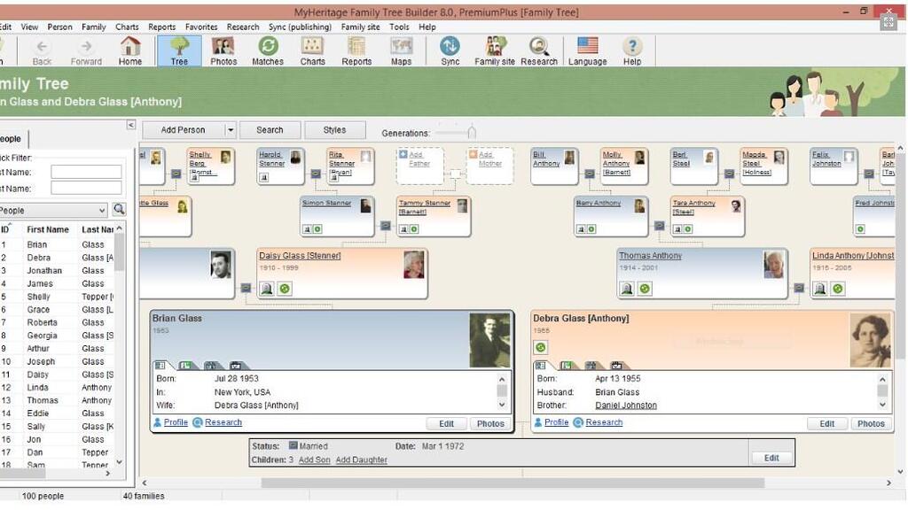 The MyHeritage interface online