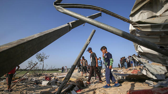 House of Islamic Jihad commander destroyed by Israeli attack (Photo: AFP) (צילום: AFP) House of Islamic Jihad commander destroyed by Israeli attack (Photo: AFP)
