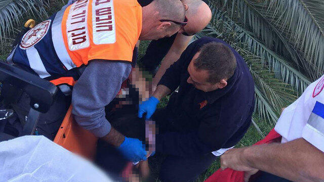 One of the injured being treated