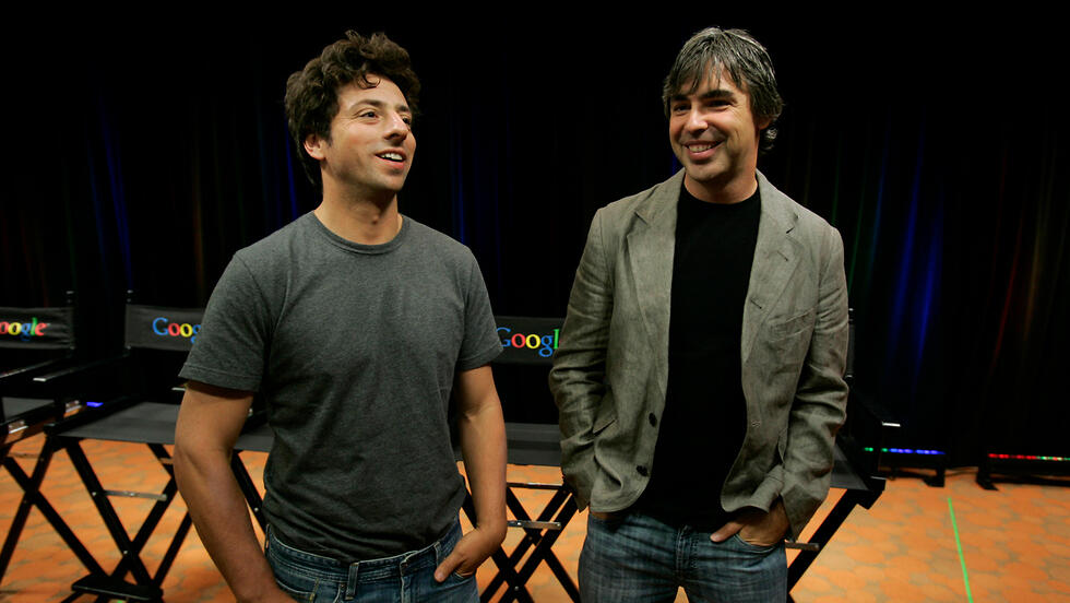 Sergey Brin and Larry Page, Google co-founders (Photo: AP) סרגיי ברין לארי פייג' מנכ"ל גוגל