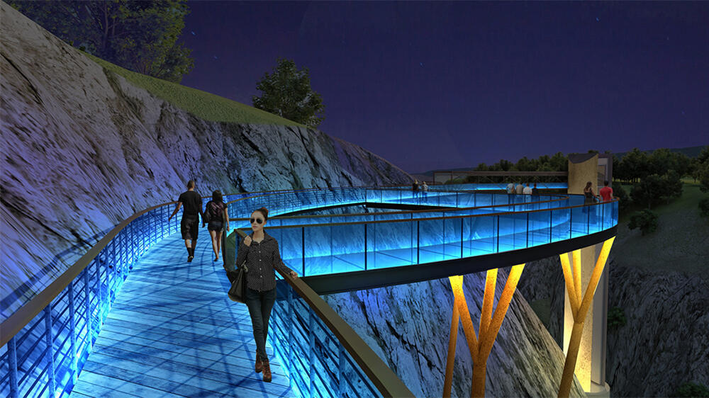 Проектная иллюстрация: стеклянный мост в Дашбаши