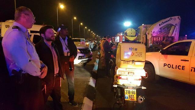 Бецалель Смотрич на месте аварии. Фото: Авив Герц, TPS