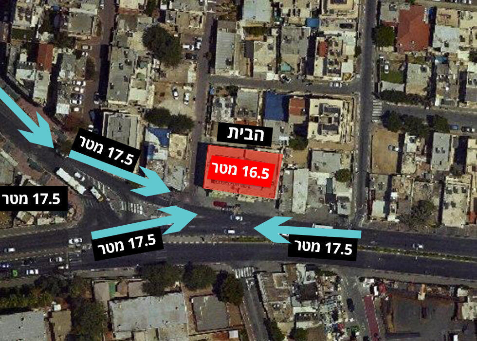 Разница высот на уровне земли на улице Надав. Фото: система GIS (צילום: מתוך מערכת GIS) Разница высот на уровне земли на улице Надав. Фото: система GIS