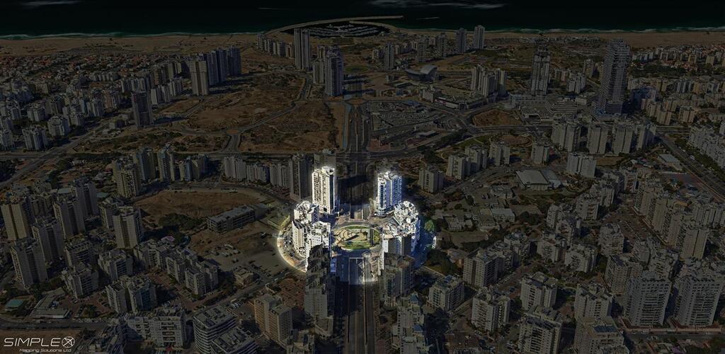 100 מטרים ישראל בתלת מימד אשדוד (צילום: סימפלקס פתרונות מיפוי שב בע"מ) 100 מטרים ישראל בתלת מימד אשדוד