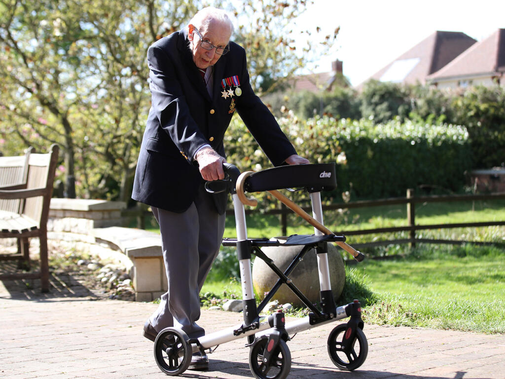 Captain Sir Tom Moore raised millions for the NHS by walking in his garden  