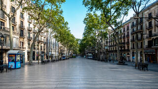 שדרות לה רמבלה בברצלונה ריקות בזמן משבר הקורונה