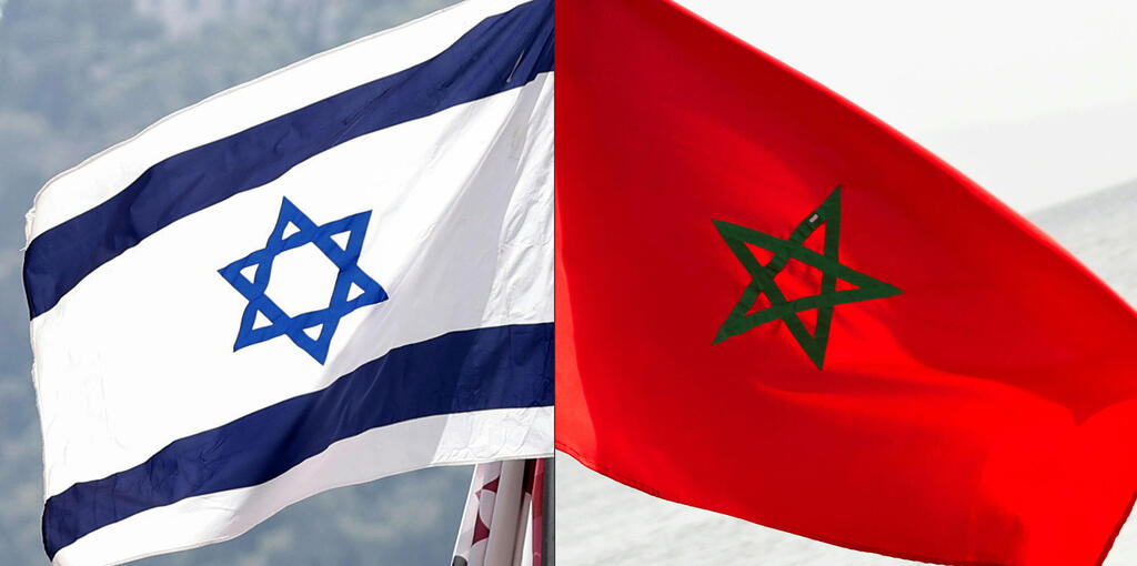 Israel and Morocco flags (Photo: AFP) דגל ישראל דגל מרוקו