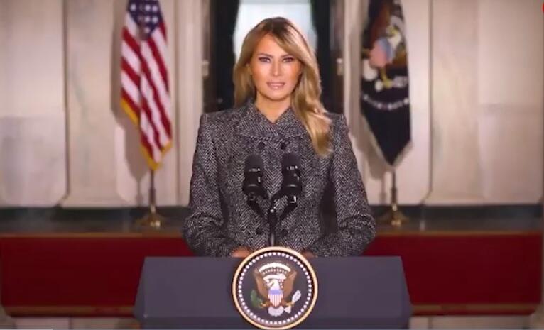 Мелания Трамп в последнем обращении из Белого дома (Фото: Twitter) Мелания Трамп в последнем обращении из Белого дома.
