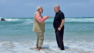 בנימין נתניהו ונרנדרה מודי בביקור ראש ממשלת הודו בישראל