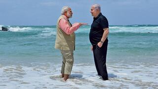 בנימין נתניהו ונרנדרה מודי בביקור ראש ממשלת הודו בישראל