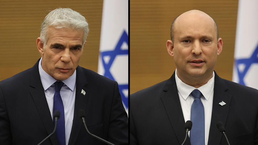 Яир Лапид. Нафтали Беннет (Фото: Алекс Коломойский) נפתלי בנט בהצהרות לתקשורת