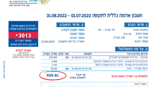 חשבון ארנונה מצונזר, עיריית תל אביב-יפו