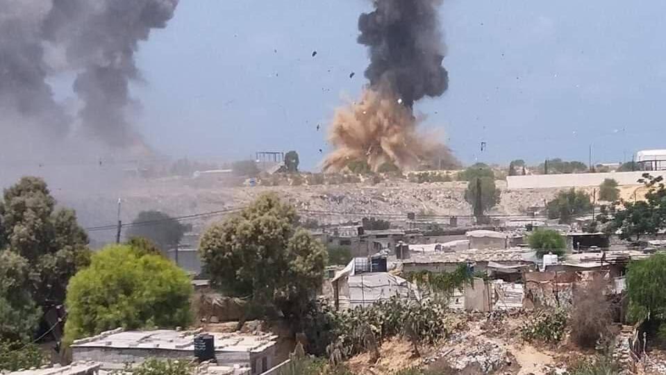 תקיפה צה"ל באזור רפיח חאן יונס רצועת עזה