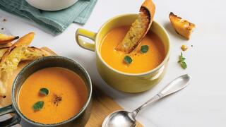 מרק שומר ועגבניות צלויות