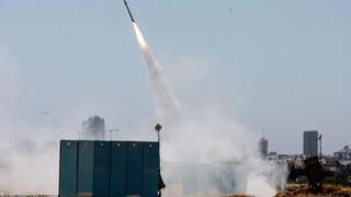 An Israeli Iron Dome anti-missile system is activated as rockets launched from the Gaza Strip, near Ashdod 