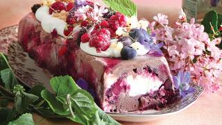 עוגת גלידה עם מחית פירות יער