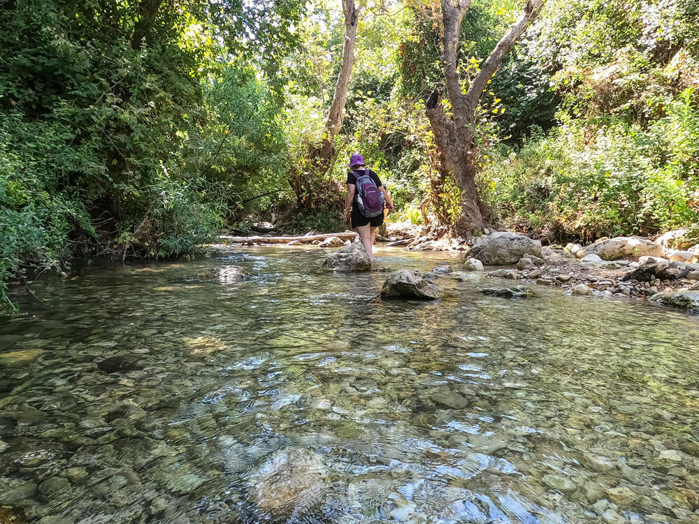 Hiker at Ein Hardalit in Nahal Kziv (Photo: Yaniv Cohen, Israel Nature and Parks Authority) מטיילת בעין חרדלית בנחל כזיב