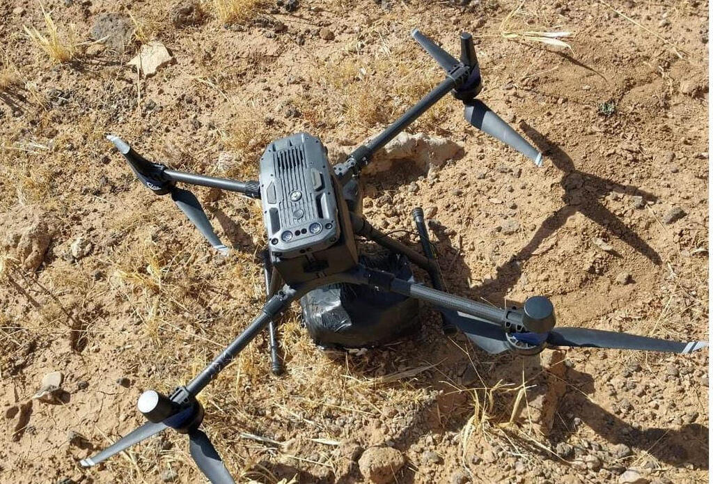 A drone that entered Jordan from Syria and was downed, 2023 (Photo: JORDAN ARMED FORCES/Handout via REUTERS ) ירדן כטב"ם מל"ט שחדר מ גבול סוריה 24 ב יולי יורט הופל הברחות סמים ו נשק