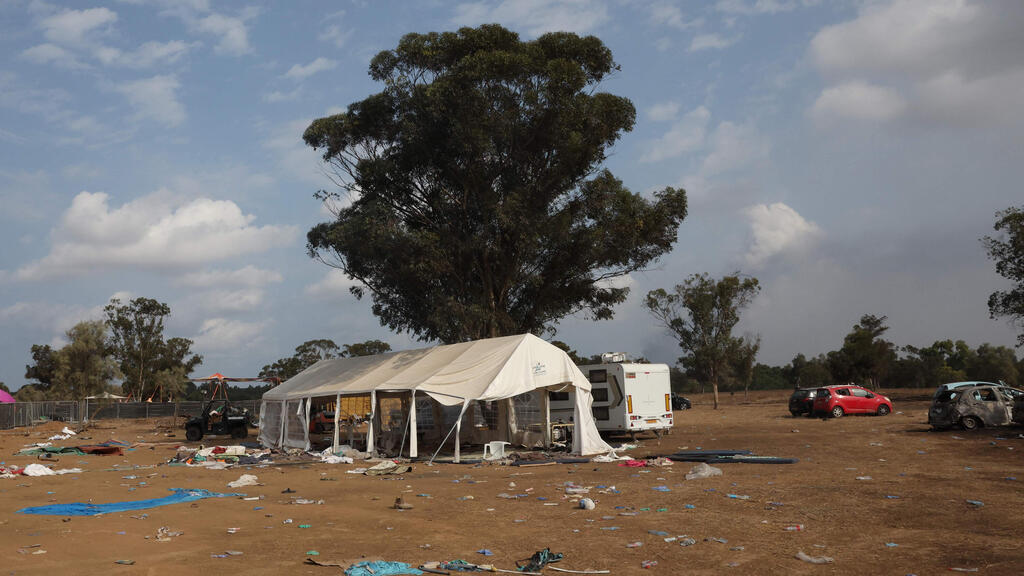 Nova music festival site (Photo: JACK GUEZ / AFP) זירת המסיבה ברעים