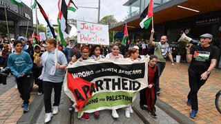 חרבות ברזל, מפגינים נגד ישראל בכרייסטצ'רץ' ניו-זילנד 