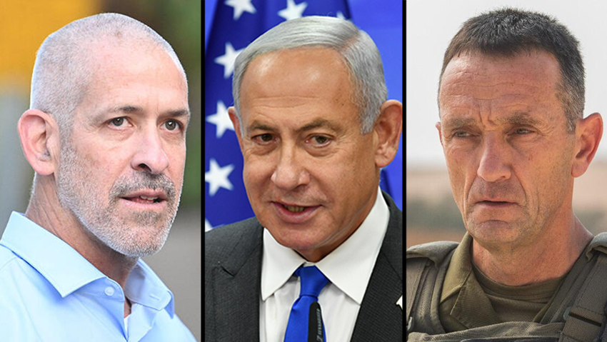Ronen Bar, Benjamin Netanyahu and Herzi Halevy (Photos: IDF Spokesperson, Yoav Dudkevich, Yair Sagi) הרצי הלוי, בינימין נתניהו, רונן בר