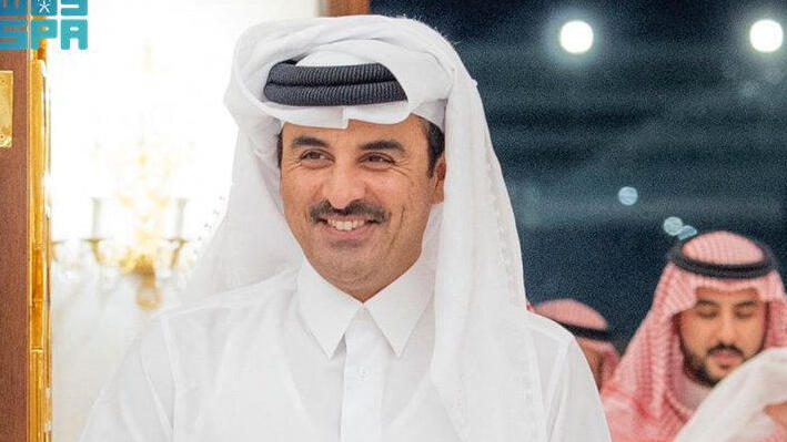 יורש העצר של סעודיה מוחמד בן סלמאן עם אמיר קטאר תמים בן חמד אאל ת'אני ב ריאד