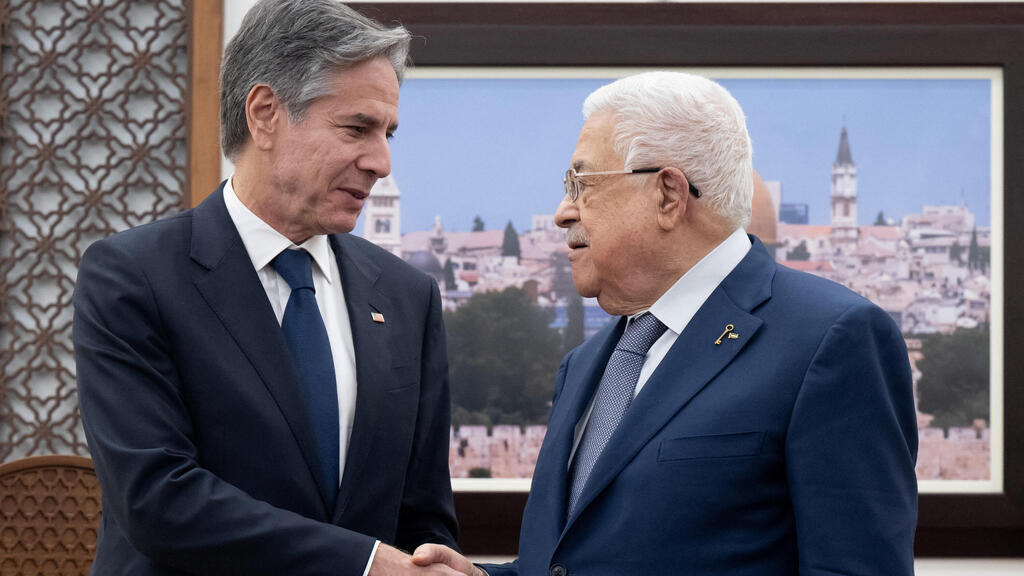 אבו מאזן פגישה עם מזכיר המדינה של ארה"ב אנתוני בלינקן ברמאללה