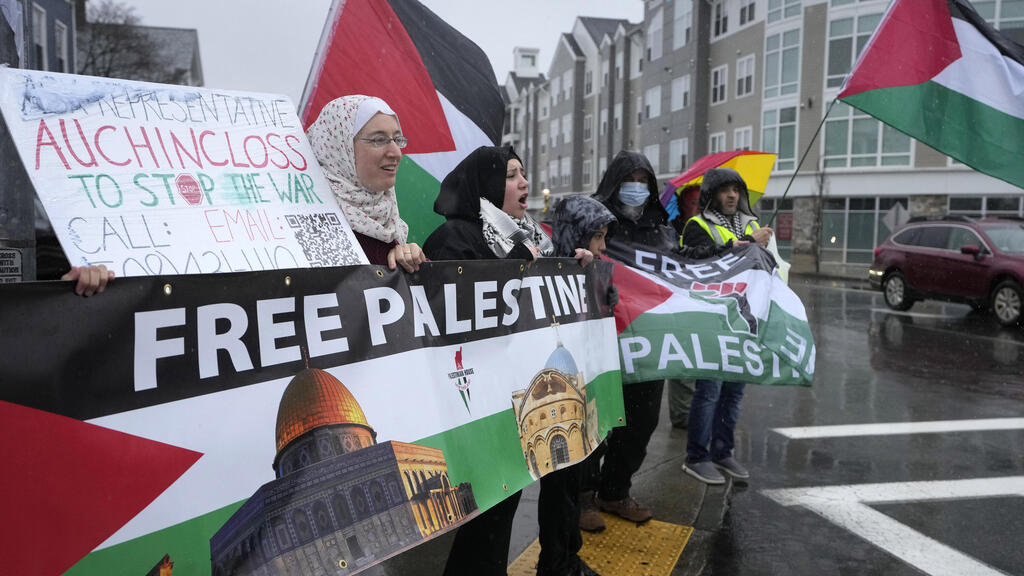 Антиизраильская демонстрация в США (Фото: AP) מחאה נגד ישראל בארה"ב